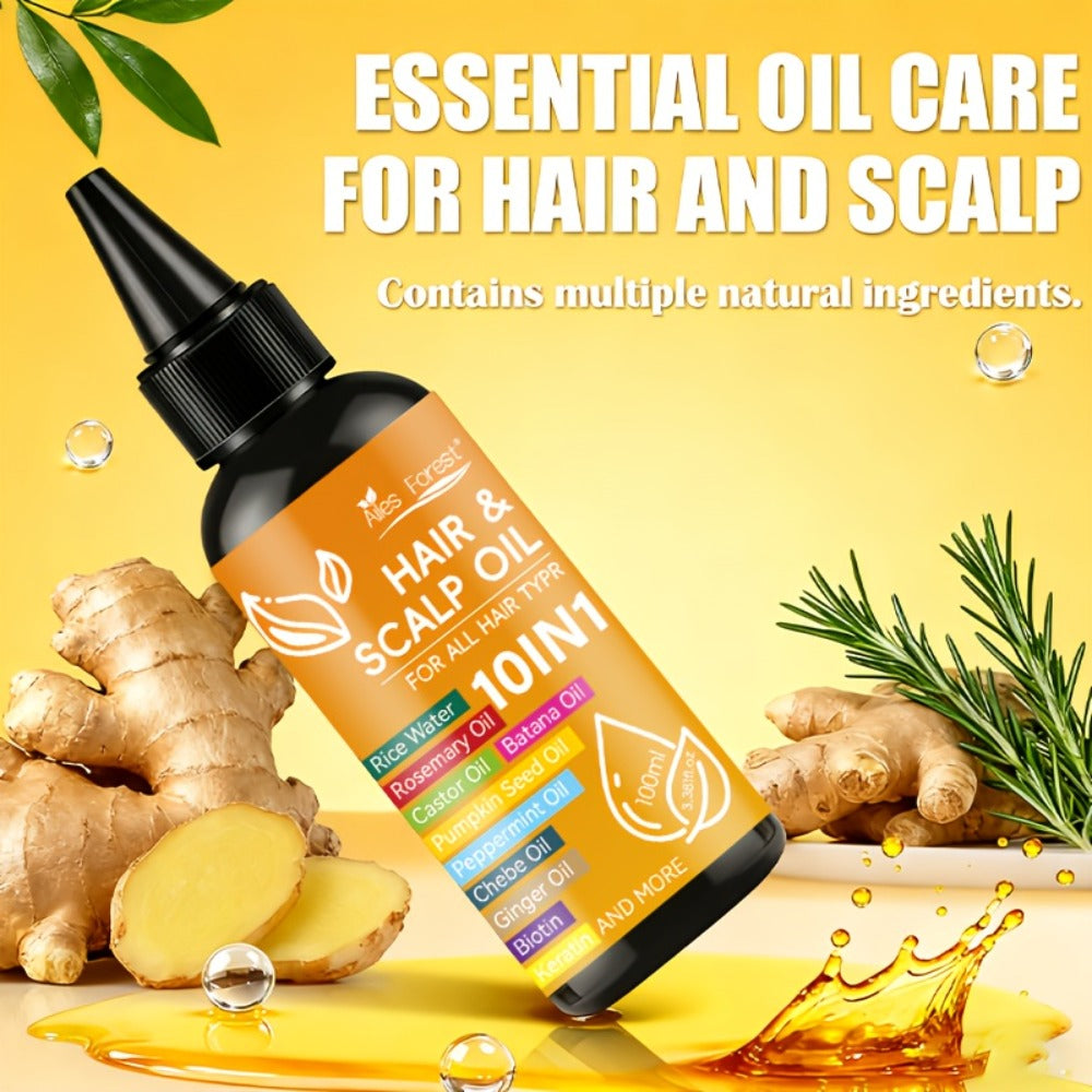 Rosemary Hair Growth Oil 10-in-1 with Batana, Rice Water, Biotin & Keratin — Moisturizing Anti-Frizz Smoothing Hair Treatment Oil for All Hair Types, 100ml / 3.38oz - product image 3