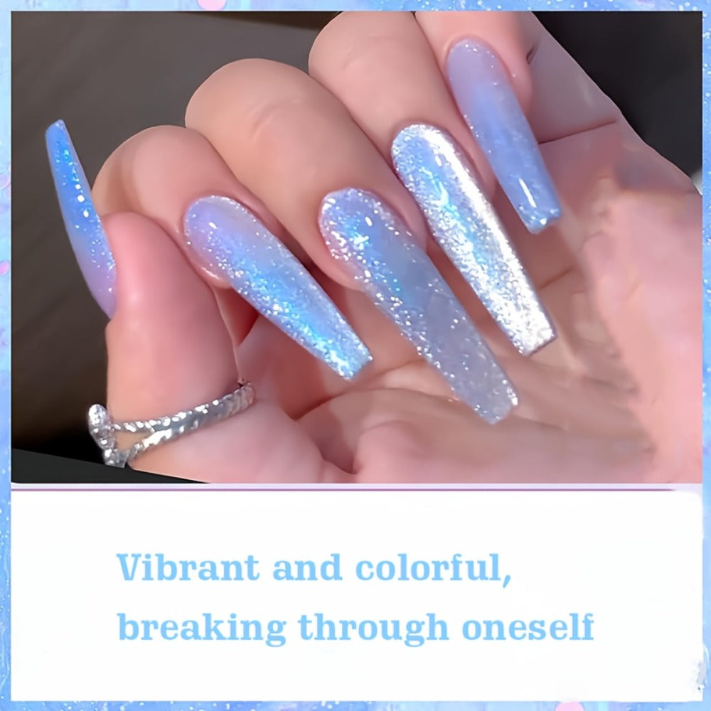 Aurora Cat Eye Gel Polish Light Blue 10ml – Magnetic Holographic Iridescent Shimmer UV LED Soak-Off Long-Lasting Gel Nail Polish, Salon-Quality 3D Nail Art Manicure for Women at Ho - product image 3