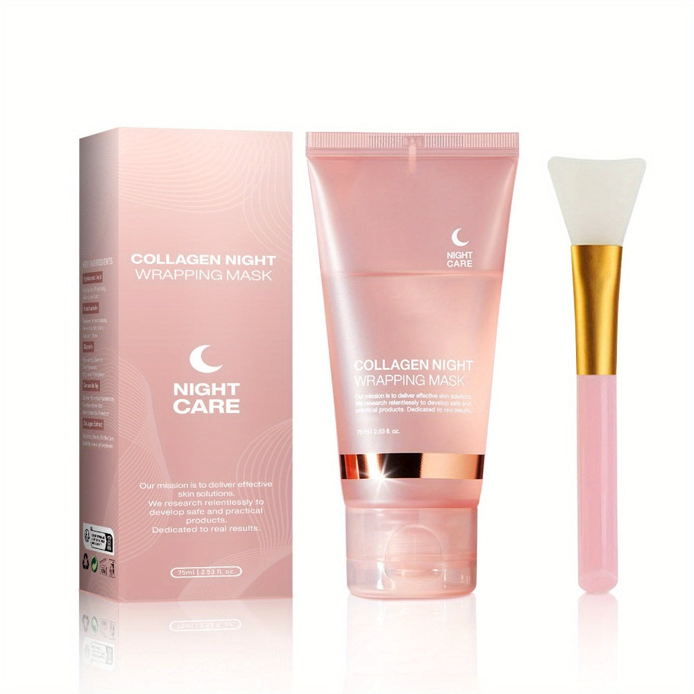 Collagen Night Mask with Brush Overnight Face Mask Hydrating Anti-Aging Sleeping Mask Elasticity Repair Skin Care for All Skin Types - product image 12