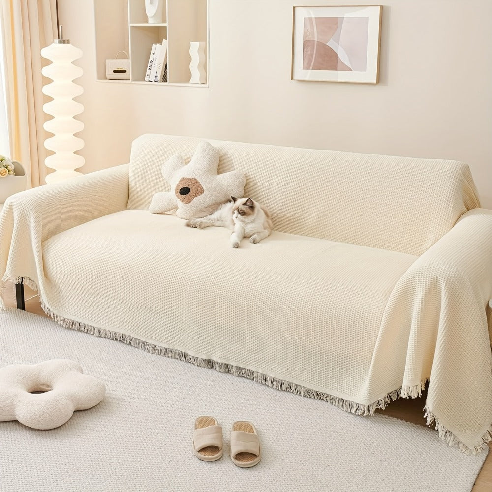 Sofa Throw Cover with Tassels Scratch Resistant Breathable Couch Blanket Slipcover Multifunctional All Season Settee Cover for Living Room Bedroom - Multiple Sizes and Colors - product image 13
