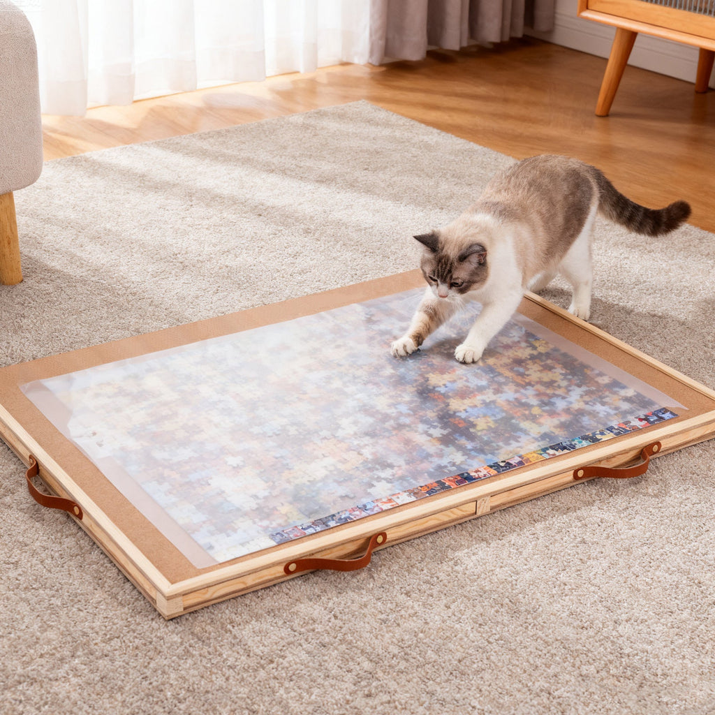 Large Puzzle Board Organizer with Dust Cover for 1500 Pieces, Ergonomic Gift for Adults & Seniors – Jigsaw Puzzle Table 35"x27" with 360° Rotating Turntable - product image 7