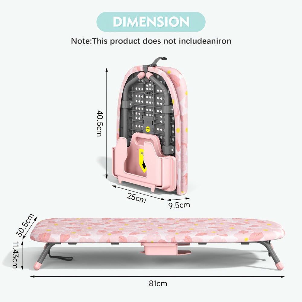 Tabletop Ironing Board with Iron Holder - Compact Portable Mini Ironing Board with Non-Slip Feet, Heat Resistant Cover, Space Saving Design for Small Spaces, Dorm, Travel - Pink - product image 3