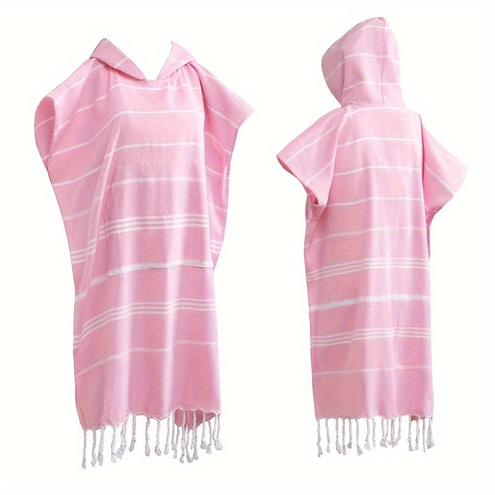 Hooded Beach Poncho Turkish Cotton Quick Dry Sandproof - Wearable Surf Changing Towel Lightweight Thin Bathrobe | S & L | Blue Green Purple Pink Gray | Swimming Diving Surfing Beac - product image 15