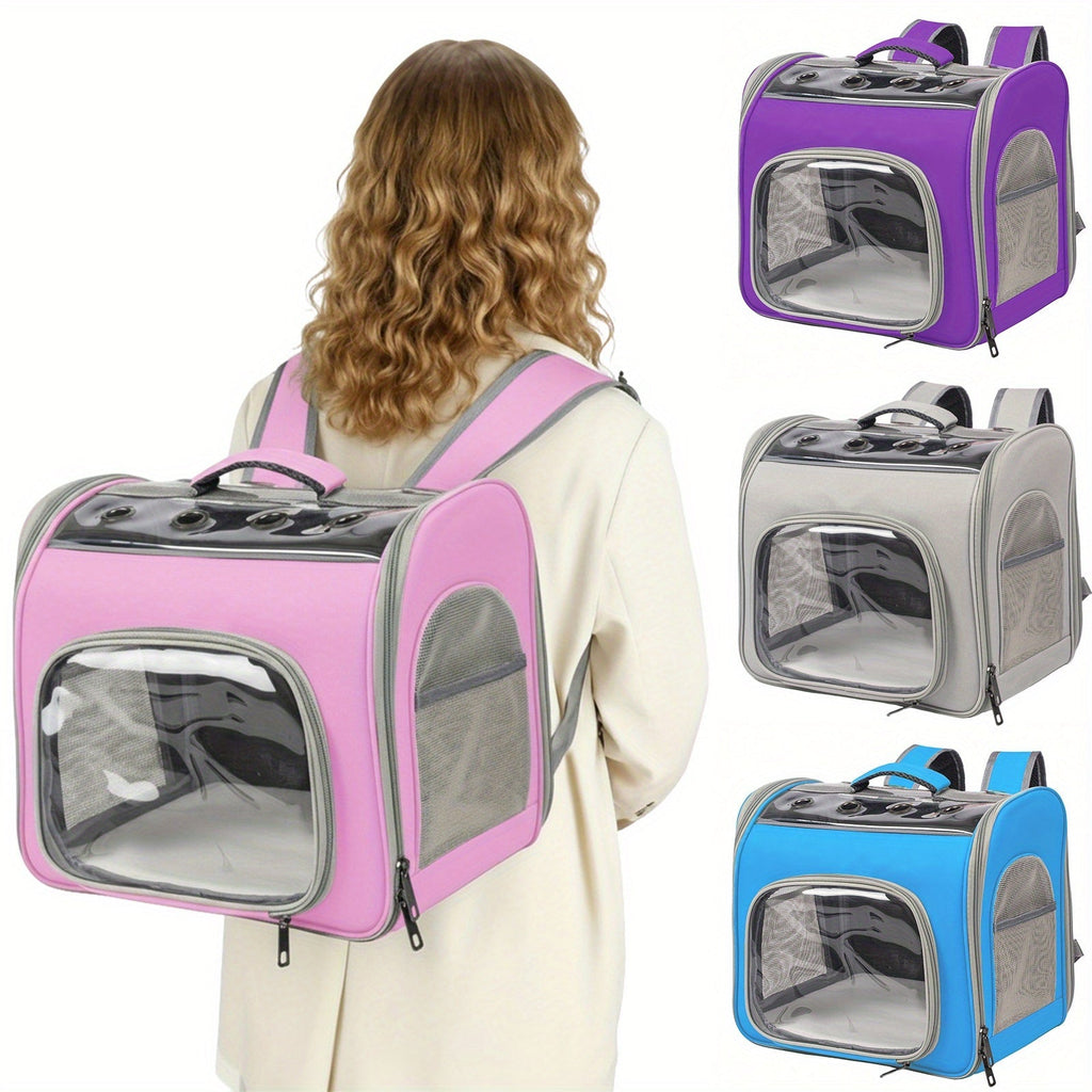 Foldable Breathable Mesh Window Carrier Bag with Front Opening, Featherlight Travel Backpack for Hiking Walking Outdoor Adventures, Available in Pink Gray Blue - product image