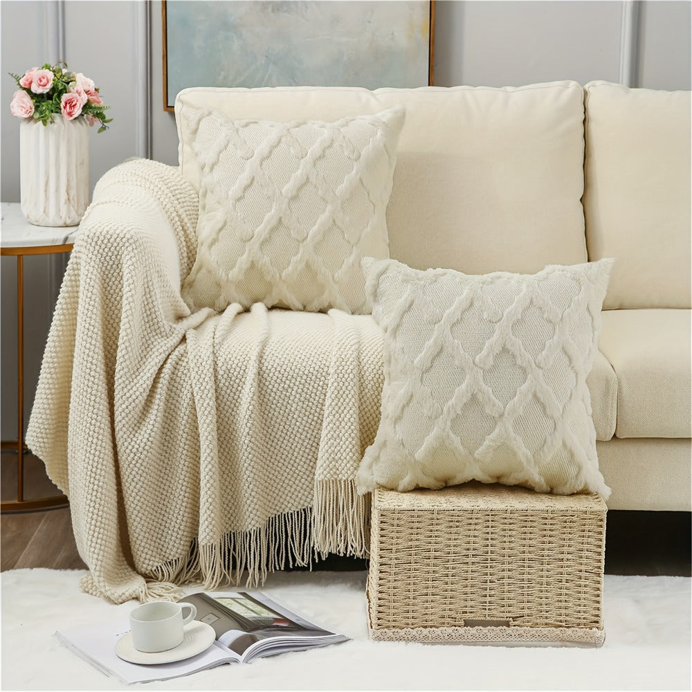 Decorative Pillow Covers 18x18 Set of 4 Boho Soft Plush Faux Wool Throw Pillow Cases with Zipper for Sofa Couch Bedroom Living Room - Luxury Cushion Covers - product image 2