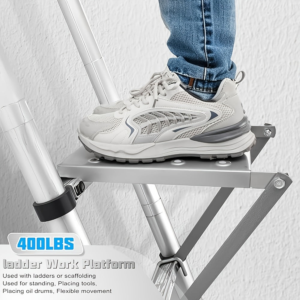 Ladder Platform Scaffold Board 400 lb Heavy Duty Non-Slip Work Tray Retractable Workstation Tool Tray Attachment for Extension Ladders Easy Install Silver - product image 2