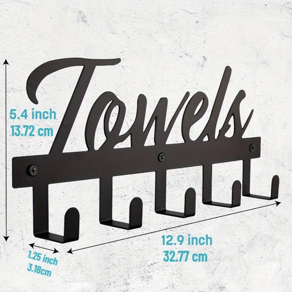 Wall Mount Towel Rack with 5 Hooks Farmhouse Bathroom Organizer Space Saving Towel Holder for Bathroom Kitchen Entryway Easy Install Rust Resistant - product image 4