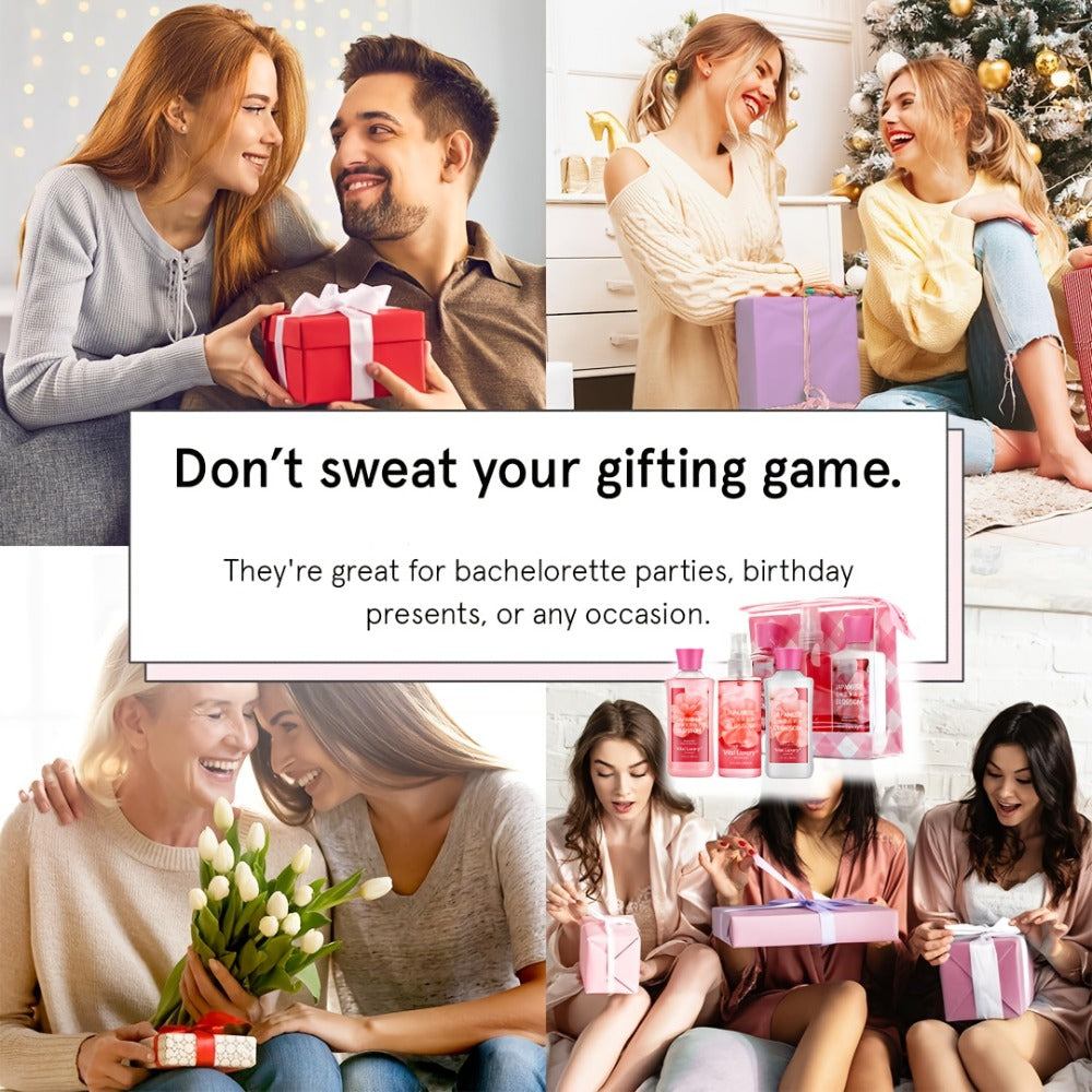 Bath Body Care Gift Set Shower Gel Body Lotion Body Mist Aloe Vera Vitamin E Glycerin Deep Moisturizing Fragrance Set for Women Cherry Blossom Lavender Vanilla Coconut All Skin Typ - product image 12