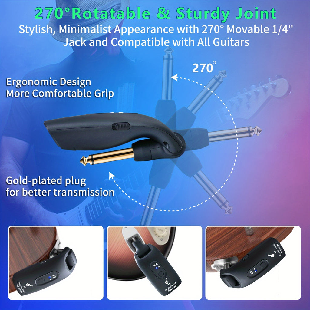 Wireless Guitar System 2.4Ghz Built-In Rechargeable Lithium Battery 270° Rotate Audio Wireless Transmitter Receiver for Guitar Bass Violin Keyboard - product image 6