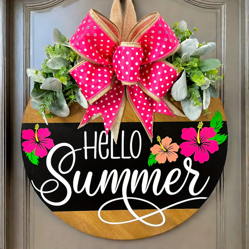 Summer Door Hanger for Front Door - Hello Summer Spring Wreath All Season Door Decor Farmhouse Hanging Sign for Home Porch Entryway Indoor Outdoor Wall Decoration - product image 3