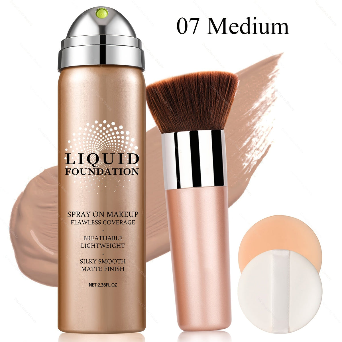 Full Coverage Liquid Foundation Airspray Kit Buildable Formula 6 Shades - Natural Beige Nude Porcelain Tan Medium Long-Lasting Natural Satin Finish, Daily Party Makeup with Puff Ap - product image 19
