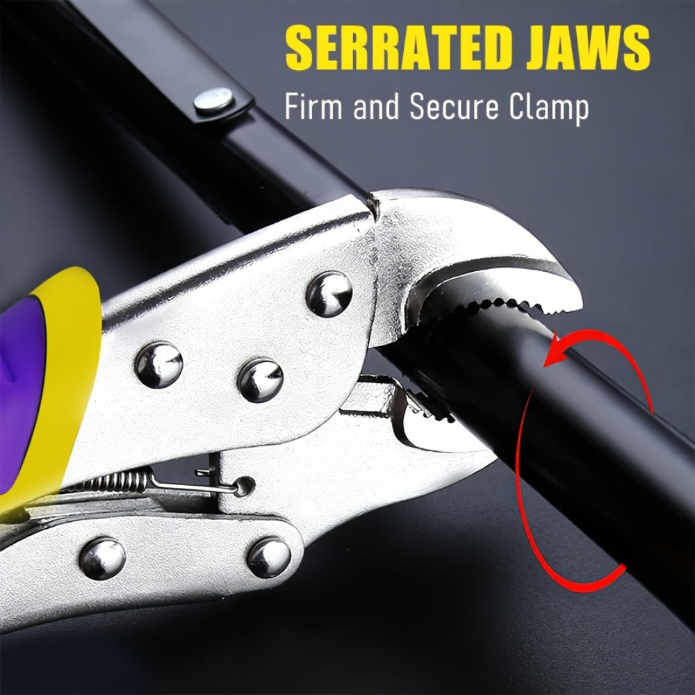 Locking Pliers Set 6pcs Heavy Duty, Includes Needle Nose Pliers 6.5" & 9.5", Curved Jaw Locking Pliers 5" 7" 10", C-Clamp L-Type Pliers with Roll Bag & Ergonomic Metal Handles for  - product image 4