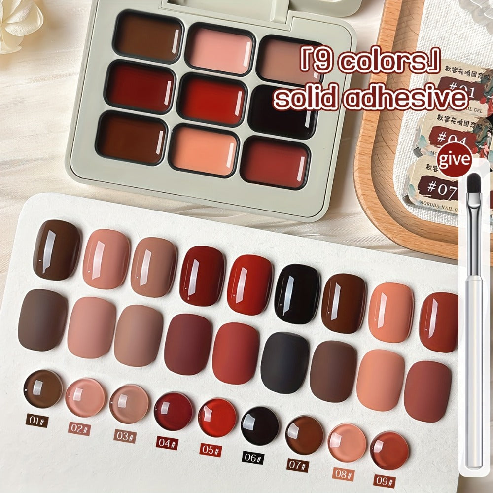 Gel Nail Polish Set 9 Colors Autumn Harvest High Saturation Soak-Off LED — Alcohol-Free Long-Lasting Solid Gel Polish Kit with Light Therapy Pen for Salon & Home Manicure - product image 2