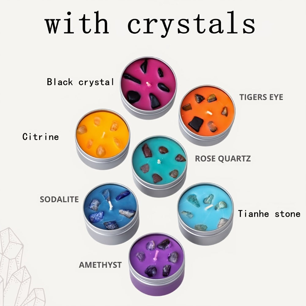 Scented Candle Gift Set 7 Soy Wax Candles with Natural Crystal Pendants 7 Colors Aromatherapy Candles for Home Decor Yoga Meditation Christmas Halloween Birthday Gift for Women Men - product image 5