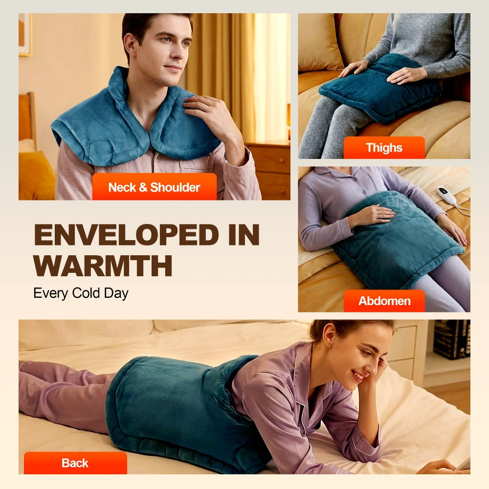 Graphene Heating Pad for Neck Shoulders & Back – 130W Weighted Electric Pad, Soft Flannel, Multiple Heat Settings, Timer & Auto Shut-Off, Machine Washable, 22"x18" - product image 6