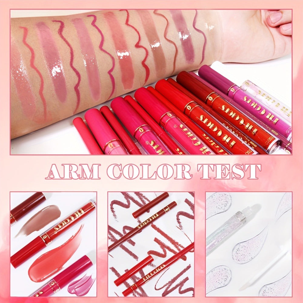 Lip Liner and Lip Gloss Kit 13 Piece Matte Non-Stick Waterproof Pigmented Long-Lasting Moisturizing Lip Glaze Combo Set for Defined Glossy Lips Women Girls - product image 5