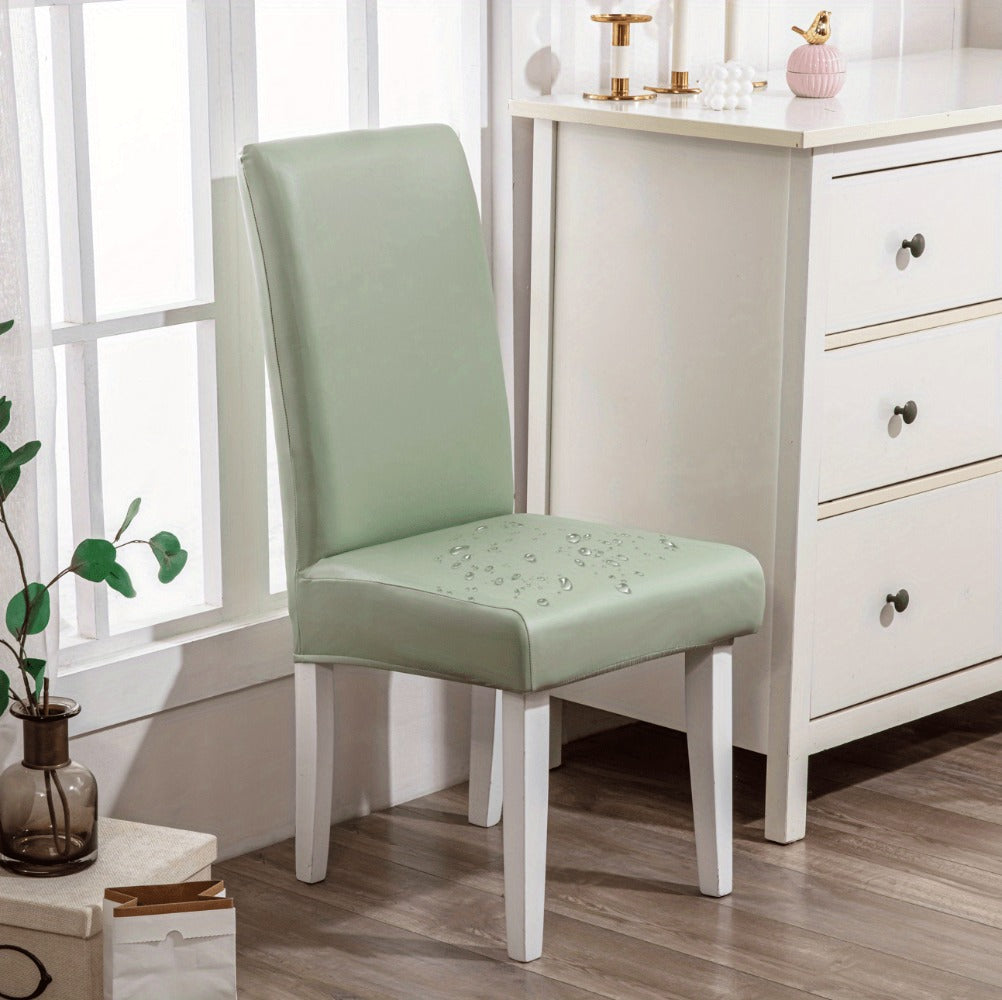Dining Chair Covers Set of 4 6 Waterproof PU Leather Stretch Slipcover Oil Proof Universal Fit Chair Protector for Dining Room Kitchen Hotel Home Decor - 9 Colors - product image 24