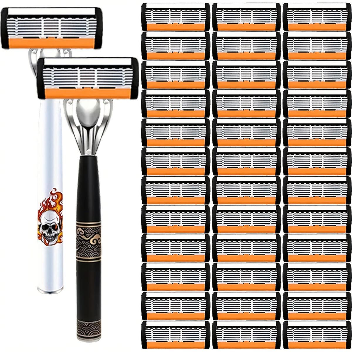 Beard Razor for Men 6-Layer Stainless Steel Blades Premium Metal Handle 36 Replaceable Blades – Mustache Grooming Shaver Ultra-Close Traditional Shaving Kit for Daily Use Gift for  - product image 11