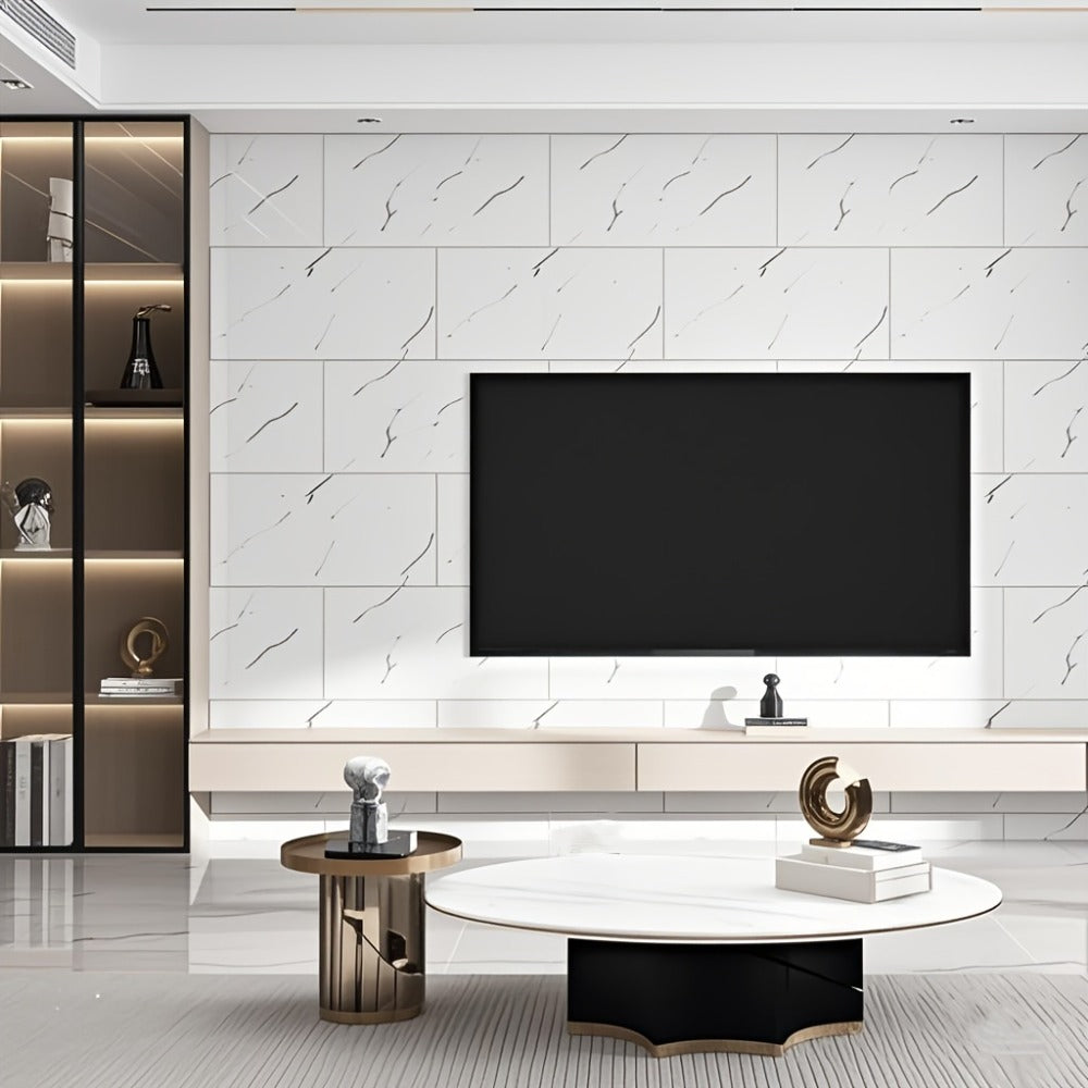 Marble Peel and Stick Wall Panels Self-Adhesive 3D Decorative Tiles - Glossy Marble Sheets for Bathroom Kitchen Living Room - Removable Vinyl Planks White Grey Black Imitation Ston - product image 30