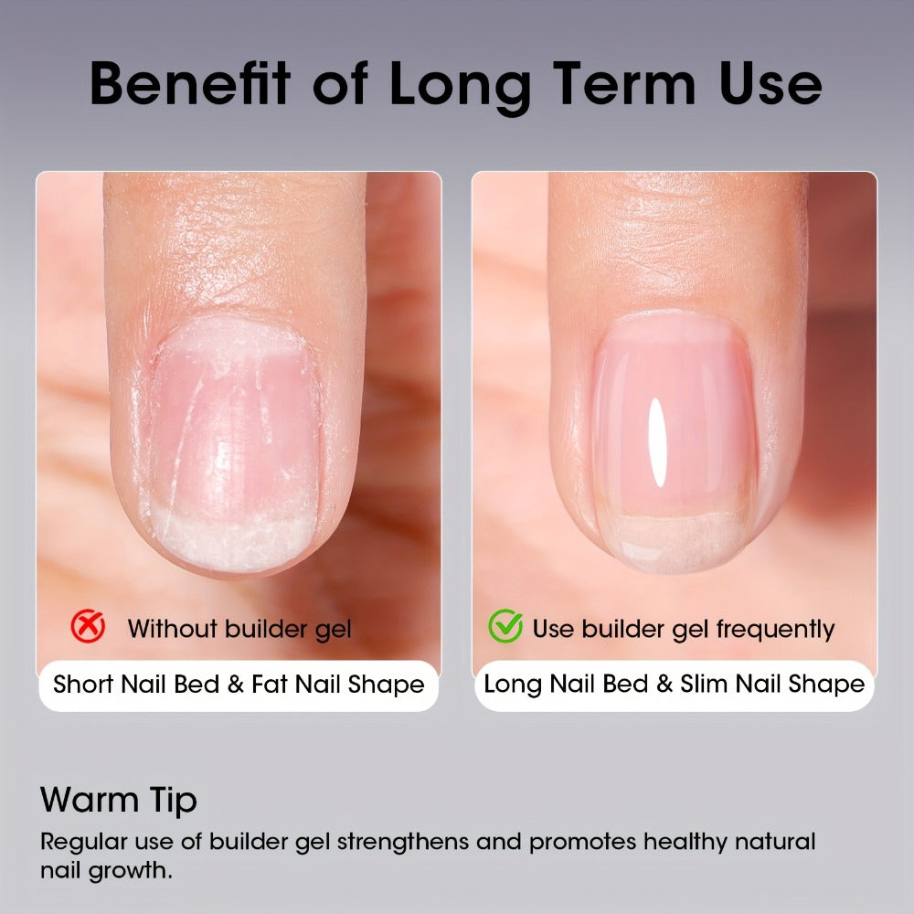 Clear Builder Gel HEMA-Free 5-in-1 2pcs 1.35oz — Nail Extension Strengthener Apex Construction Art Sealing & Repair | Soak-Off UV LED 28+ Days Chip-Proof Wear for Sensitive Skin Sa - product image 8