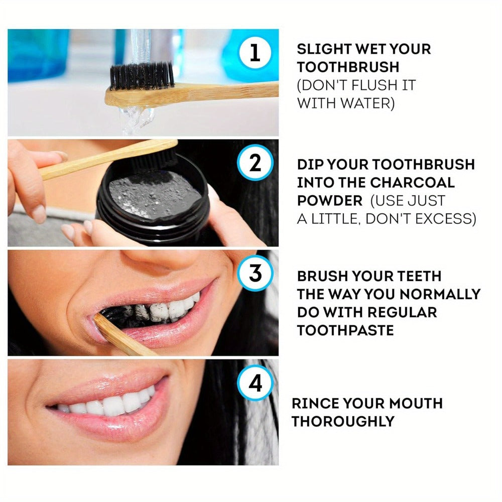 Activated Charcoal Teeth Whitening Powder 60g Natural Stain Remover for Coffee Tea Tobacco Deep Cleaning Dental Polish Breath Freshener Oral Care for Men Women Daily Whitening Trea - product image 13