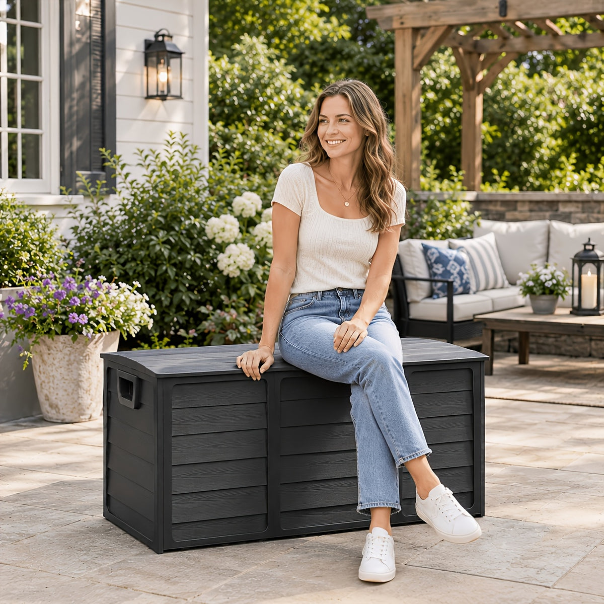 75 Gallon Resin Outdoor Storage Box with Handles, Deck Box with Handles for Pool Accessories, Garden Tools, Camping Gear, Holiday Gift, Easy to Assemble, Box - product image 12