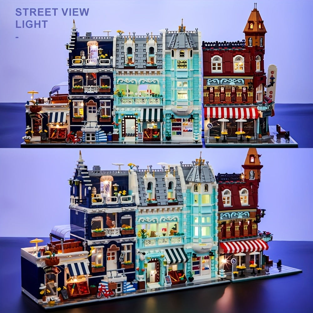 European Architecture Grocery Store & Market Street, 3-Level Mini Brick Model Kit for Adults & Teens, Creative Assembly Home Decor Display Piece, Great Gift - product image 4
