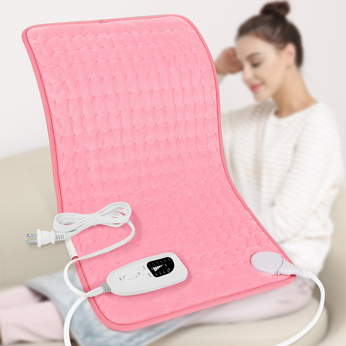 Extra Large Heating Pad - Back, Neck, Shoulders, Arms, Abdomen, Quickly Heated to 140 °F, Portable, 6 Heating Settings, Automatic Shut-Off, 24" X 12", Wet/Dry Options, Machine Washable