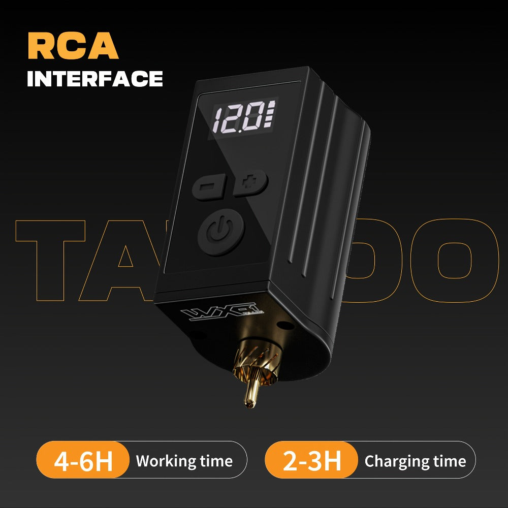 Wireless Tattoo Battery Power Supply 1450mAh Neebol WX-1 Plus — RCA LED Display, 12V Boost Mode, 6-Hour Runtime, USB-C Charging, for Rotary Machines & PMU Pens - product image 3