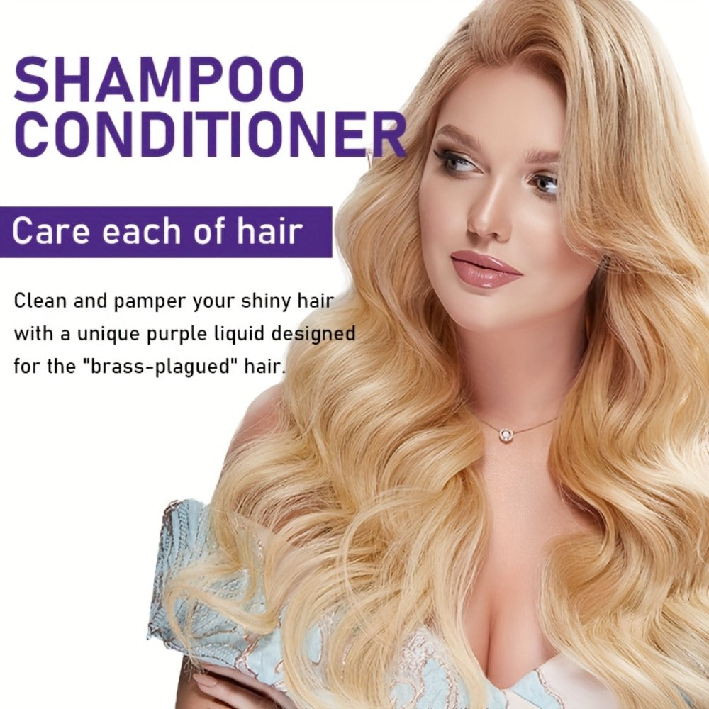 Purple Shampoo and Conditioner Set 2PCS for Blonde Silver Platinum Hair - Toning Brass & Yellow Neutralizer, Strengthens Roots, Improves Shine & Flexibility, Color-Treated Hair Car - product image 10