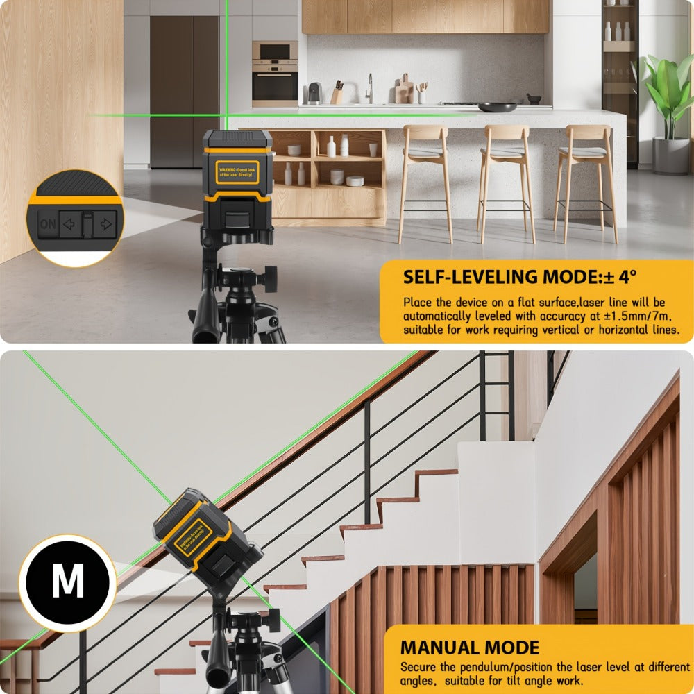 Green Laser Level Self-Leveling with Tripod – Horizontal & Vertical Cross Line Laser for Construction, Tiling, Home Renovation & Interior Decoration - product image 3