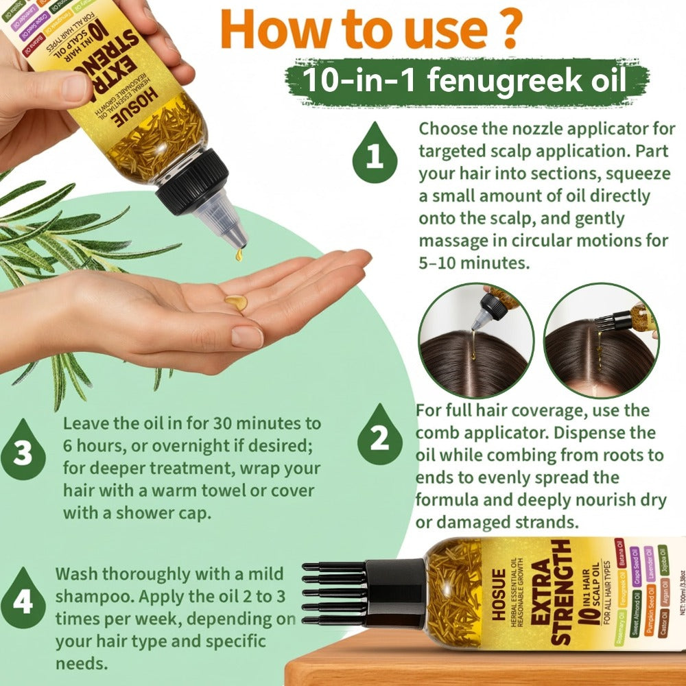 Hair Growth Oil 10-in-1 Botanical Herbal Blend Batana Rosemary Fenugreek Castor Red Onion Ginseng Turmeric Pumpkin Seed Nourishes Strengthens Shines All Hair Types 3.38oz - product image 13