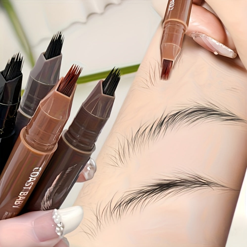 Eyebrow Pencil 2-Pack Multi-Fork Tip Waterproof — 4 Shades Natural Hair Stroke Effect Brow Pen Smudge-Proof Long-Lasting Microblading Look Hairline Filler for Sparse Brows Beginner - product image 13