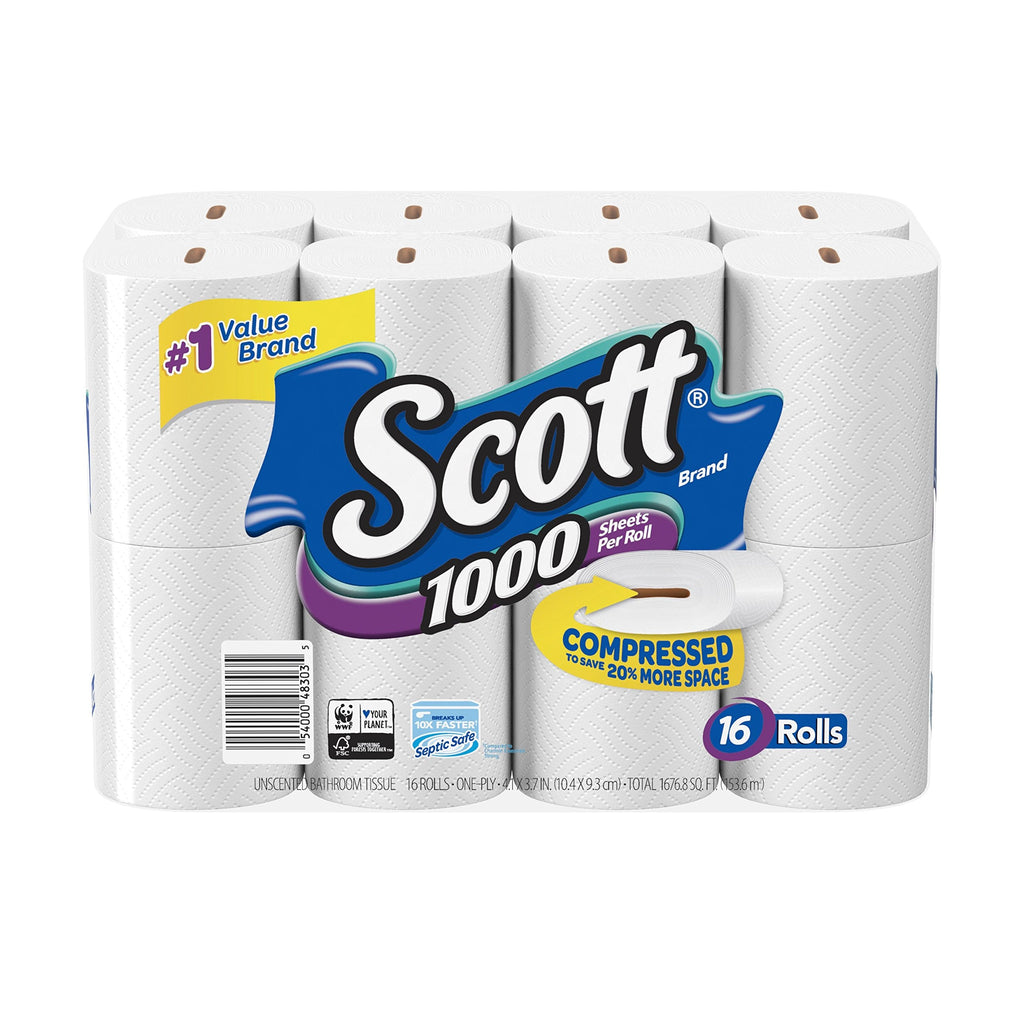 Toilet Paper 1000 Sheets Per Roll 18 Rolls - 1-Ply Bath Tissue Bulk Pack with Clog-Free Technology Long Lasting Rolls Dissolves Fast - Septic Safe Bathroom Tissue for Home Office R - product image 4