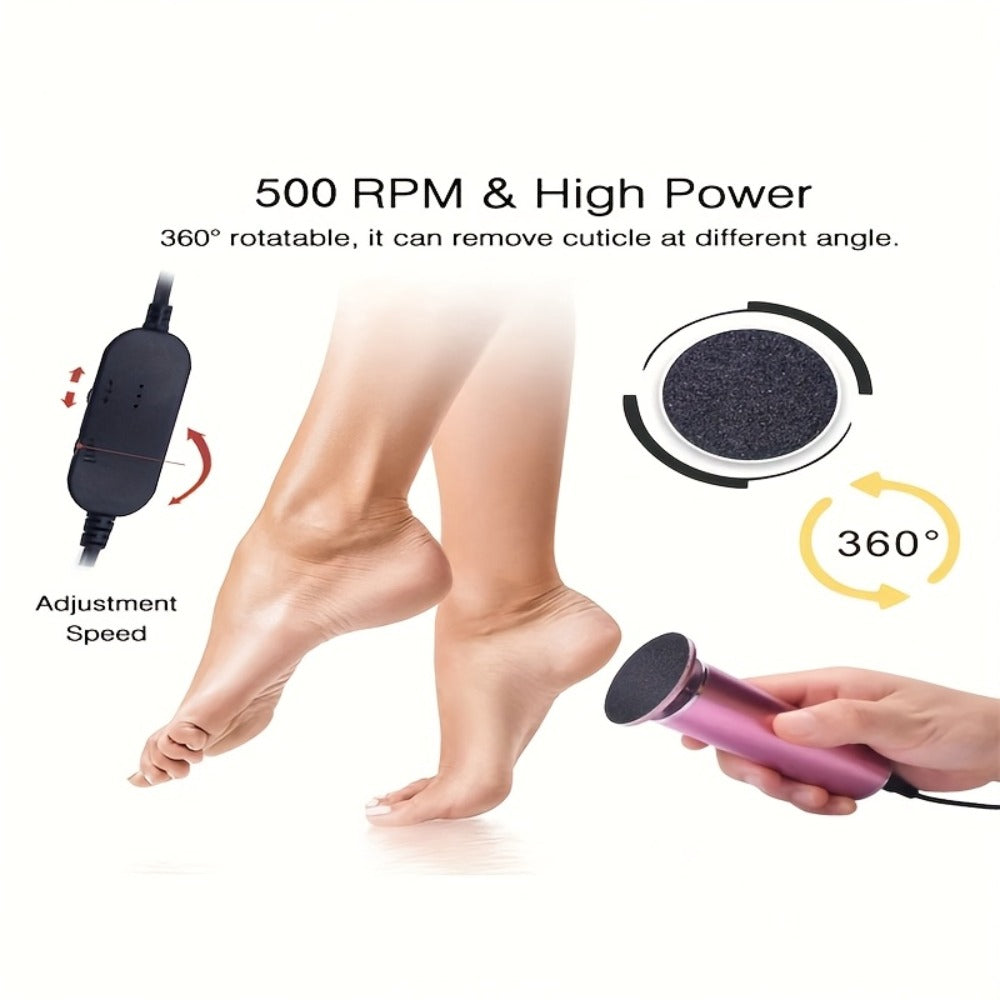 Electric Foot Callus Remover with 60 Replacement Pads – Adjustable Speed USB Rechargeable Dead Skin Remover for Men & Women, Metal Body - product image 8