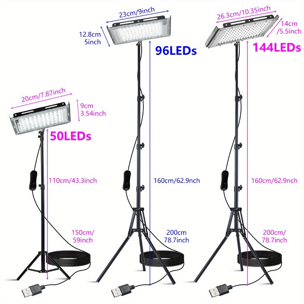 LED Work Light USB Powered 6000K Super Bright – Adjustable Height & Angle Bracket Lamp for Construction Site, Workshop, Office, Barn & Market – 50, 96 or 144 LEDs DC 5V Portable Jo - product image 4