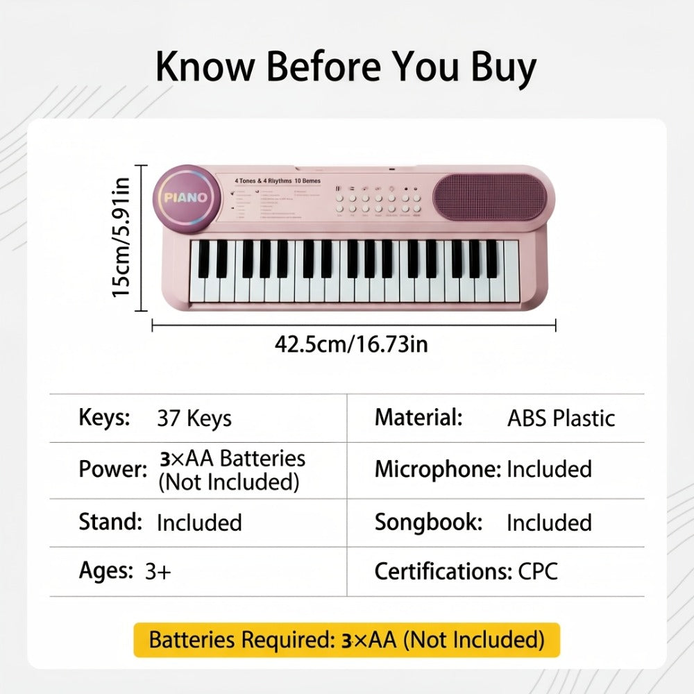 Kids Electronic Keyboard Piano 37 Keys with Microphone – Multi-Function Musical Instrument Toy for Children – Birthday Christmas Holiday Gift – Educational - product image 2