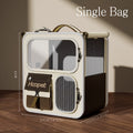 Large Capacity Portable Cat Dog Travel Luggage Case with Telescopic Handle, Outdoor Multi-Function Carrier for Small Medium Pets, Brown & Green | 3-in-1 Pet Trolley Backpack & Shoulder Bag