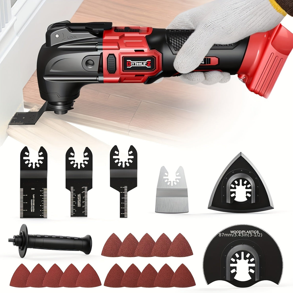 Oscillating Multi Tool Brushless Cordless Compatible with DeWalt 20V / 18V Battery – 21000 OPM Variable Speed, 4.5° Oscillating Angle, Anti-Vibration, Wood Cutting Blades & Sanding - product image 21