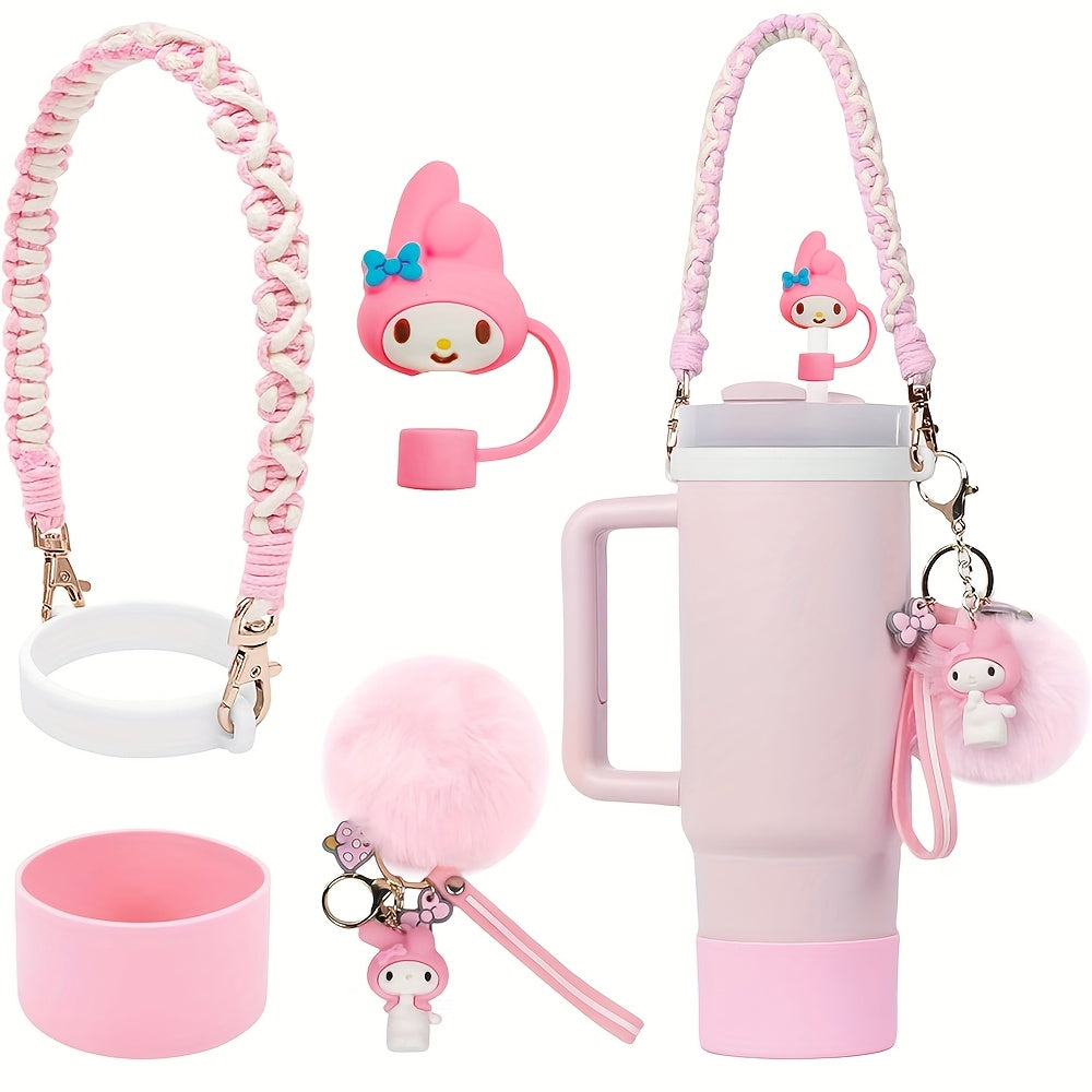 Compatible with 30 & 40 oz Tumblers, Hello Kitty Kuromi Cinnamoroll Melody Foam Handle Strap, Cute Cartoon Water Bottle Accessories | Kawaii Sanrio Tumbler Accessories Cup Sleeve & Silicone Boot Set