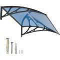 Polycarbonate Window Awning Door Canopy - UV Rain Snow Sun Protection Overhang for Doorways, Patio & Windows, Multiple Sizes, Black/Gray Bracket with Blue/Clear/Brown Board - product image 29