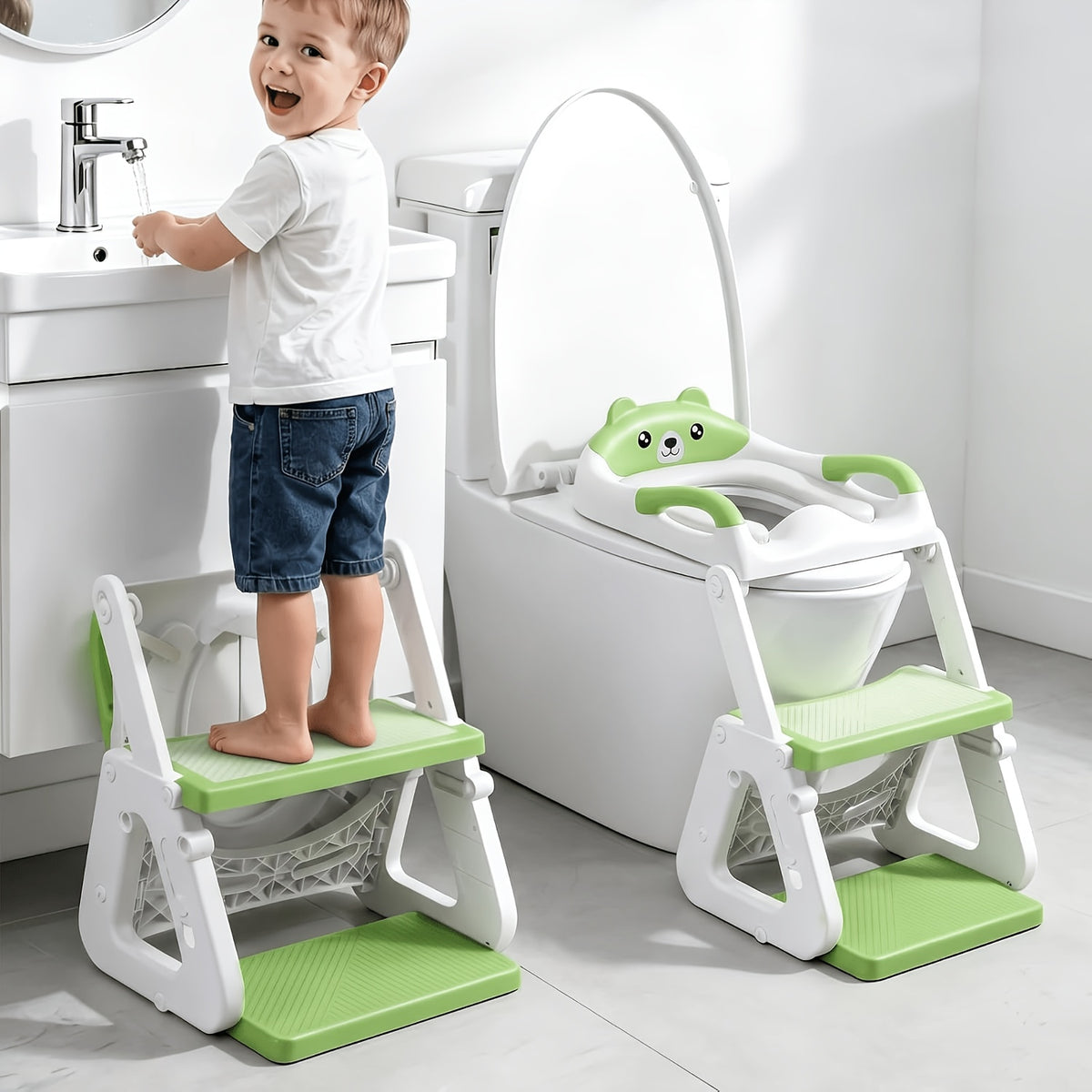 2-in-1 Potty Training Toilet Seat With Step Stool For Toddlers, Adjustable Height Anti-Slip Pad & Splash Guard, Potty Chair Kids Boys Girls, Cheap Supplies - product image 6