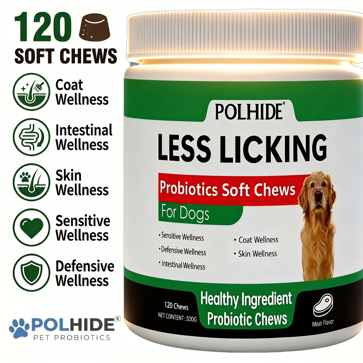 90-Day Supply Yeast Probiotic for Dogs, Meat Flavor, Supports Coat & Gut Health, Immune Defense & Digestive Wellness Supplement for Dogs of All Ages & Breeds | Dog Probiotic Soft Chews 120ct