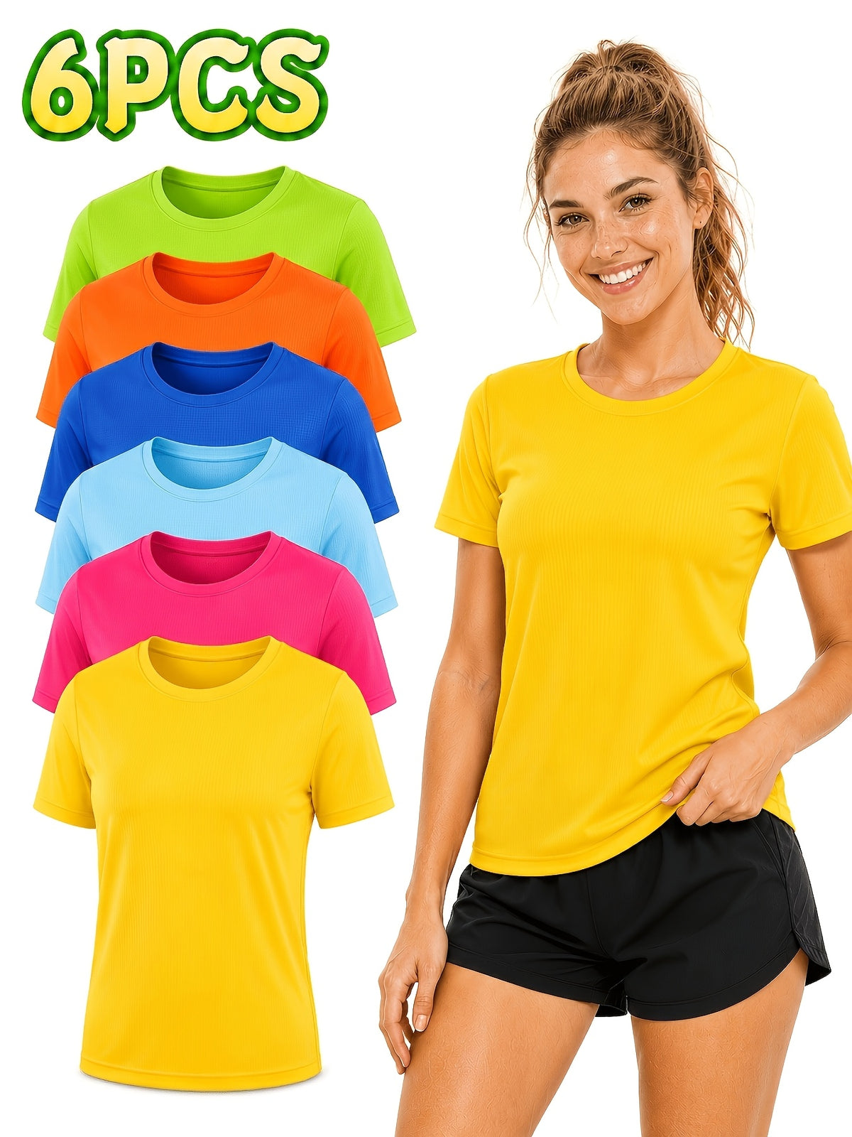 Women's 6-Pack Performance T-Shirts - Breathable, Moisture-Wicking, and Skin-Friendly for, Outdoor, and Everyday Comfort - product image 33
