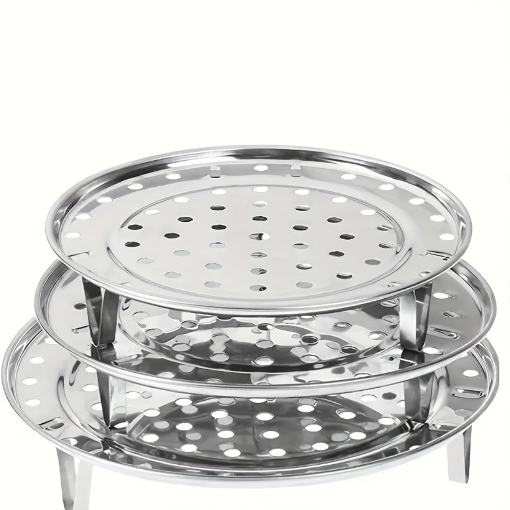 Stainless Steel Steamer Rack Set 3-Piece Multi-Layer Round Steamer Insert with Can Holder – Fits Most Pots for Home Kitchen | Stackable Steam Tray Cooking Rack for Vegetables Dumpl - product image 10