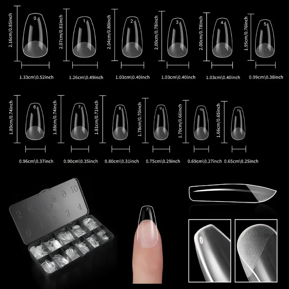 Gel Nail Tips 600 Pieces Clear Crystal Full Cover Nail Extensions – Almond Oval Coffin Stiletto Square Short Medium Long Soft Gel False Nails for Salon & DIY Nail Art Women - product image 23