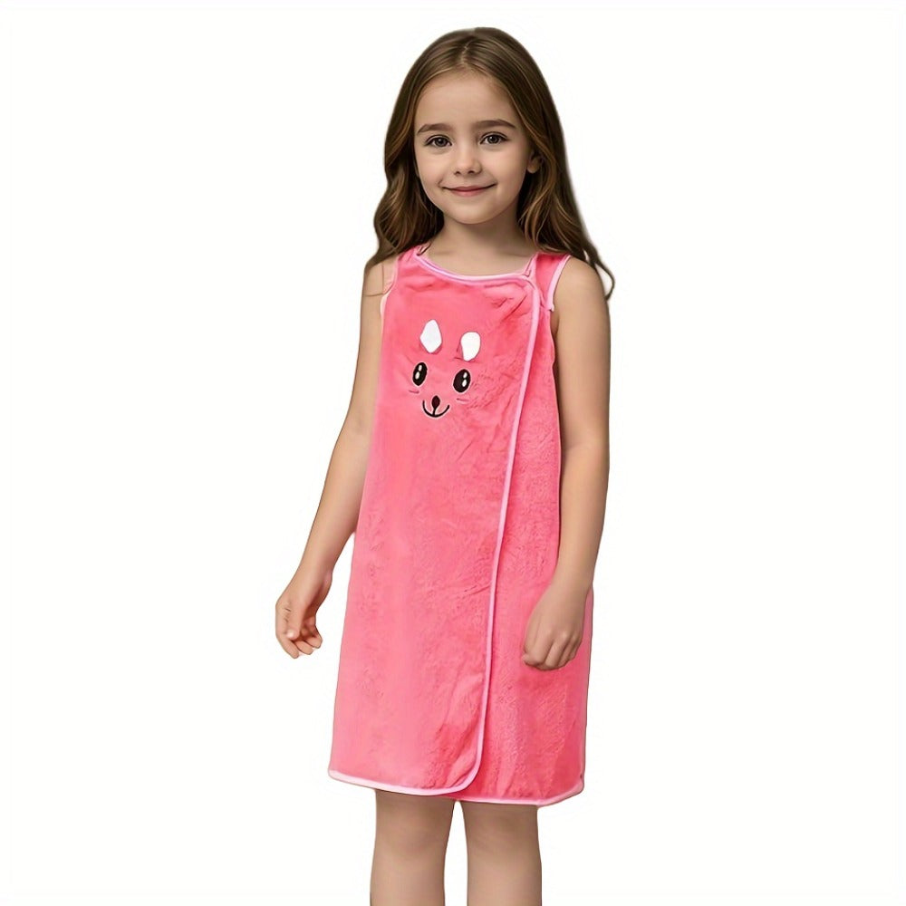 Bunny Ears Bath Towel Wrap for Girls - 250GSM Microfiber Cartoon Bath Skirt, Cute Kawaii Robe for Ages 6-12, Rose Red Purple Pink Blue, Fun Birthday Gift - product image 2