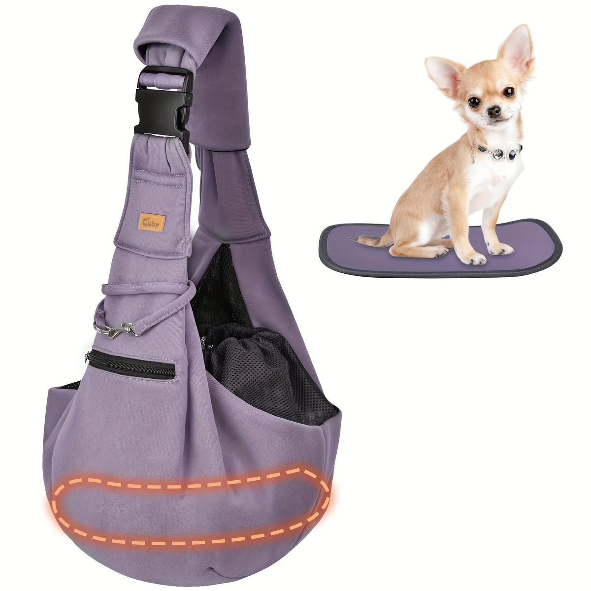 Padded Hard Bottom Pet Sling Shoulder Carrier – Adjustable Soft Dog Cat Puppy Carrying Bag, Comfortable Hands-Free Travel Shoulder Tote with Stable Base for - product image 2
