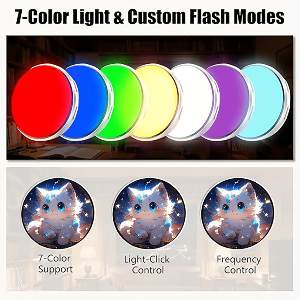 Electronic Anime Badge with Display Screen – Dynamic Touch, High Frame Rate, 600mAh Battery, Bluetooth 6.0 & USB Magnetic Charging – Black White Purple – Digital Brooch for Cosplay, Concerts & Anime Fans