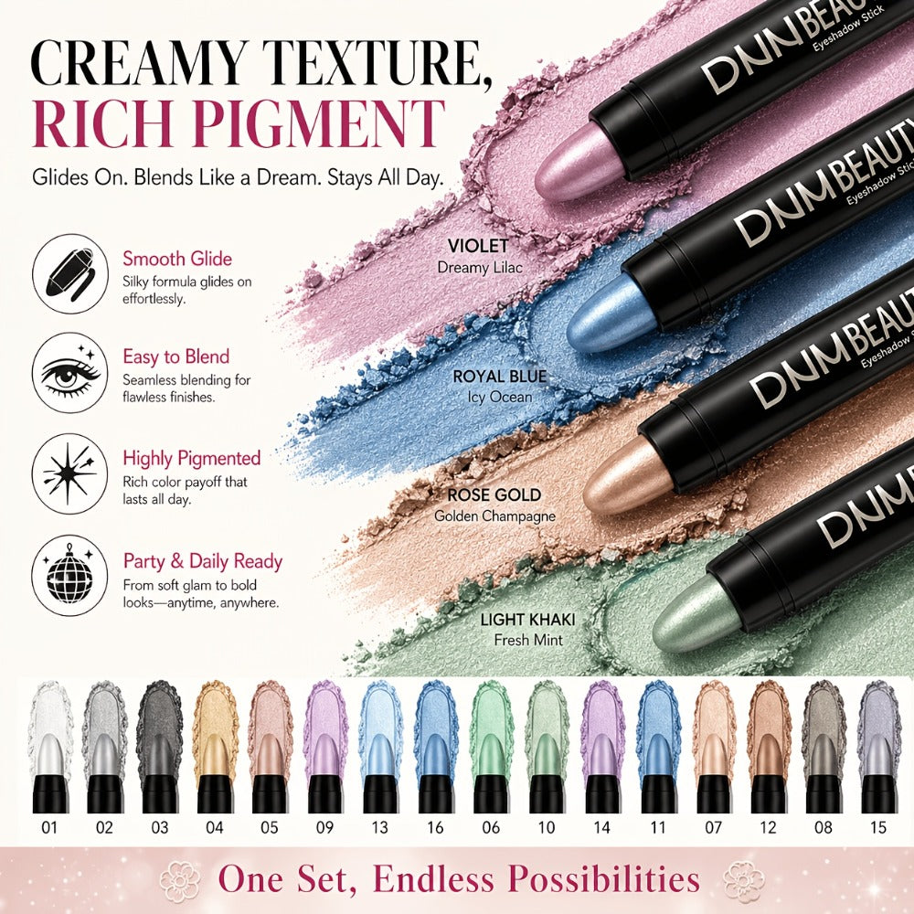 Highly Pigmented Eyeshadow Stick Set 16 Colors Waterproof Matte & Shimmer Eye Makeup Pencil Kit — Blendable Crease-Proof Long-Lasting Eye Crayon for Women Beginners Daily & Glam Lo - product image 13